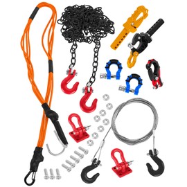 RCYouHott RC Upgrades Part Metal Trailer Chain Trailer Hook Tow Rope Winch Shackles for 1/10 TRX4 SCX10 90046 90081 D90 TF2 CC01 RC Crawler Decor,Orange