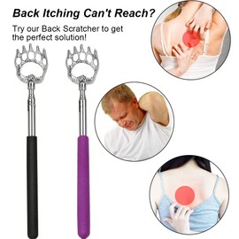 StaiBC Back Scratcher Bear Claw Telescopic Back Itching Scalp Scratchers Massager with Soft Rubber Handles Portable Hand Massage Tool Both Human and Pets (2)