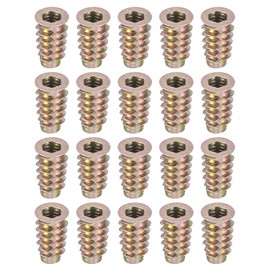 uxcell 50Pcs Threaded Inserts, 1/4"-20x25/32 Zinc Alloy Plated Hex-Flanged Nut Threaded Inserts for Wood Working Tools and Accessories