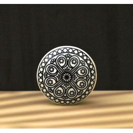 ARTISNO Hand Painted Mandala Ceramic Cabinet Drawer Pull/Use for Cupboard, Wardrobe Door/Kitchen Cabinet Pull- Grey Knobs, Black Knobs- Set of 10 (Black)