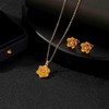 EVEVIC Dainty Flower Pendant Necklace Earrings for Women 14K Gold