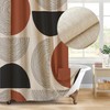 Jimuzi Boho Minimalistic Linen Shower Curtain Abstract Geometric Shapes Lines