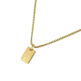 Ajo! Necklace with letters on plate 18 carat gold-plated - waterproof and skin-friendly chain for women with A-Z pendant I initials letter chain, Gold