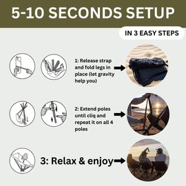 Campster2 Folding Camping Chair – Portable High Chair | 265 Lbs Capacity | Camping Essentials for Beach, Hiking & Car Camping | Compact Outdoor Chair with Carry Bag | Comfortable & Durable (Black)