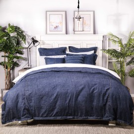 Elegant Life Home 100% Cotton Washed Pillow Case Soft Denim Standard Pillow Sham 20'' x 26'' (1 pc, Dark Blue)