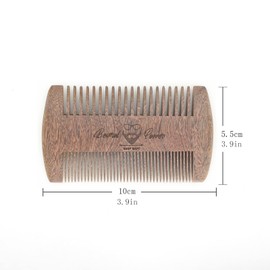 Menesia Sandalwood Beard Comb with Case - Fine & Coarse Teeth, Wooden Pocket Comb for Beards, Mustaches & Hair, Brown Skull Design