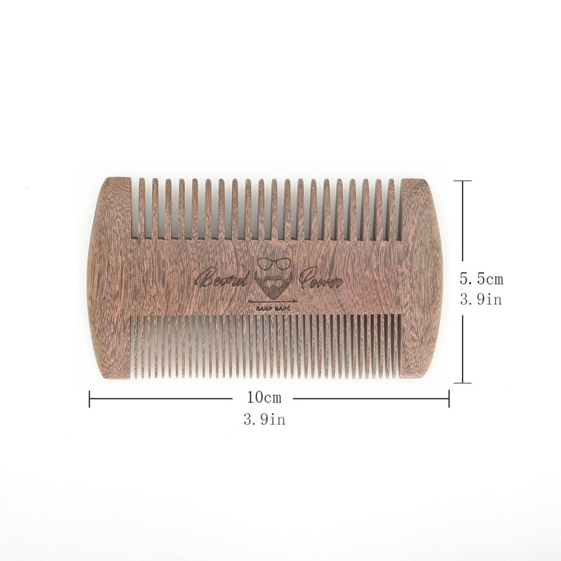 Menesia Sandalwood Beard Comb with Case - Fine & Coarse