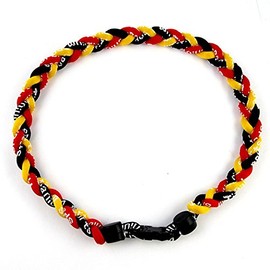 MapofBeauty 18" Sport Three Colors Three Braided Rope Tornado Necklace (Red/Yellow/Black)