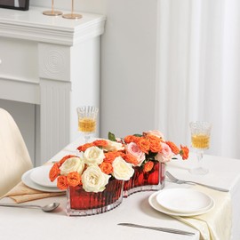 MCMCNCUIU Crystal Vases for Centerpieces, Flower Vases for Wedding Centerpieces, Red Glass Vases for Flowers, Small Glass Vases, Decorative Vases for Living Room, Dining Table, Office, Set of 2