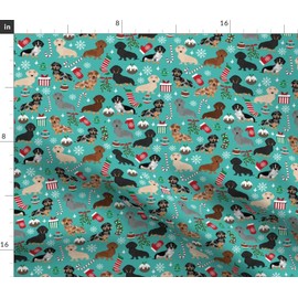 Spoonflower Fabric - Christmas Cute Dachshunds Best Dachshund Dogs Holiday Winter Pet Printed on Petal Signature Cotton Fabric by The Yard - Sewing Quilting Apparel Crafts Decor