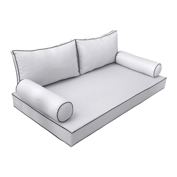 |SLIPCOVER ONLY|S2 Daybed Mattress Bolster Back Cover Contrast Trim TwinXL
