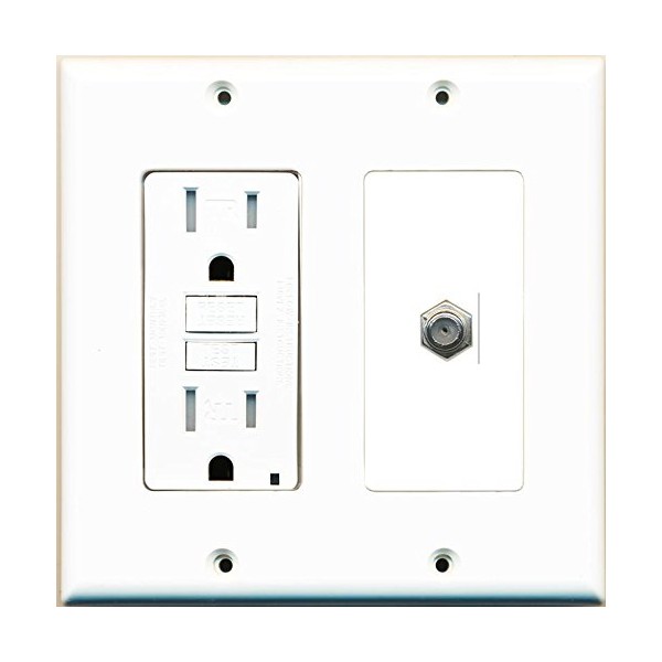 RiteAV GFCI 15 Amp Power Outlet and Coax Cable TV