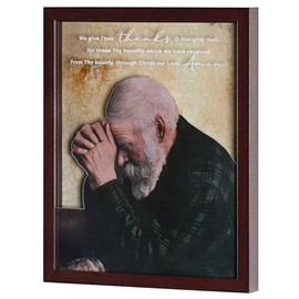 Dicksons Inspirational Hanging Wall Art Picture Frame For Living Room 12 x 15 Wood and Glass Grace Praying Man Mock Etch