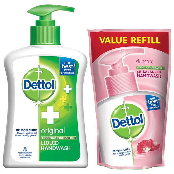 Dettol Liquid Handwash (Original) - 200 ml with Free Dettol Liquid Handwash Refill- 175 ml