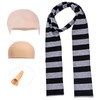 4Pcs Adults Costume Accessories Black and Grey Striped Men's Scarf