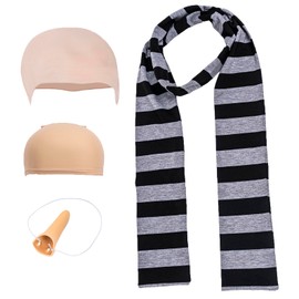 4Pcs Adults Costume Accessories Black and Grey Striped Men's Scarf Cosplay Accessories, Black and Gray, One Size