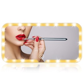 VKUJDT Espejo de Vanidad para Auto, Espejo para Carro con LED de Brillo Ajustable, Espejo De Visera Recargable por USB, 60 Lámpara LED y 3 Modos de Luz, Regalo Ideal para Damas, para Auto, Camiones