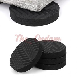 Ondam Round Anti-Vibration & Non-Slip Shock Absorption Pads, Black, 4-Pack Floor Impact Noise