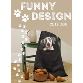 InnoBeta Great Dane Dog Apron for Great Dane Lovers, Great Dane Gifts for Women/Men, Cute Dog Head Funny Apron Gifts for Great Dane Owners & Lovers, Apron comes with Pockets and Adjustable Neck Strap