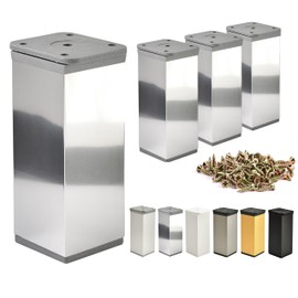 Furniture Feet, Metal Table Legs, Height Adjustable, Sofa Feet, Aluminium Profile, Pack of 4, 40 x 40 mm