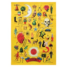 The Unemployed Philosophers Guild Lotería - Toalla de cocina 100% algodón con ilustraciones del juego de mesa mexicano, 18 x 25.5 pulgadas