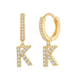 SANNYRA Initial Earrings for Women | Initial Hoop Earrings | Letter Dangle Earrings for Women | CZ Hypoallergenic Earrings for Women Birthday Christmas Gifts