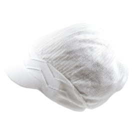 100% Cotton Rasta Dreadlock Wave Beanie Visor (White)