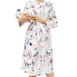 SUFEINI Maternity Robe with Matching Swaddle Set, Mommy Me Swaddle Set Maternity Bathrobe Labor Nursing Delivery Gown