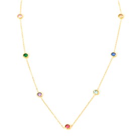 Aloha Gold Tone Necklace with Colorful Crystal Buttons Women Jewelry Steel TU Stainless Steel Crystal, Stainless Steel, Crystal