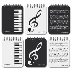6 Pack Music Mini Notebooks A7 Small Pocket Blank Memo Notepads Journal Spiral Notebook Daily Weekly Planner Notebook Set for Office School Classroom Student Study Gifts,60 Sheets,4.3 x 3.2 Inch