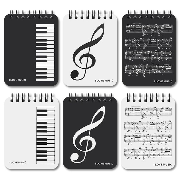 6 Pack Music Mini Notebooks A7 Small Pocket Blank Memo