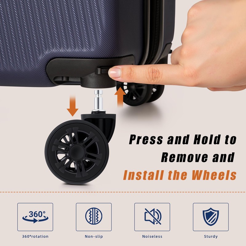 Eeeza Luggage Replacement Wheels, 4-Pack of 360° Smooth Rolling Spinner