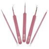 Professional Blackhead Remover Tool Set, 5-Piece Stainless Steel Kit, Pink