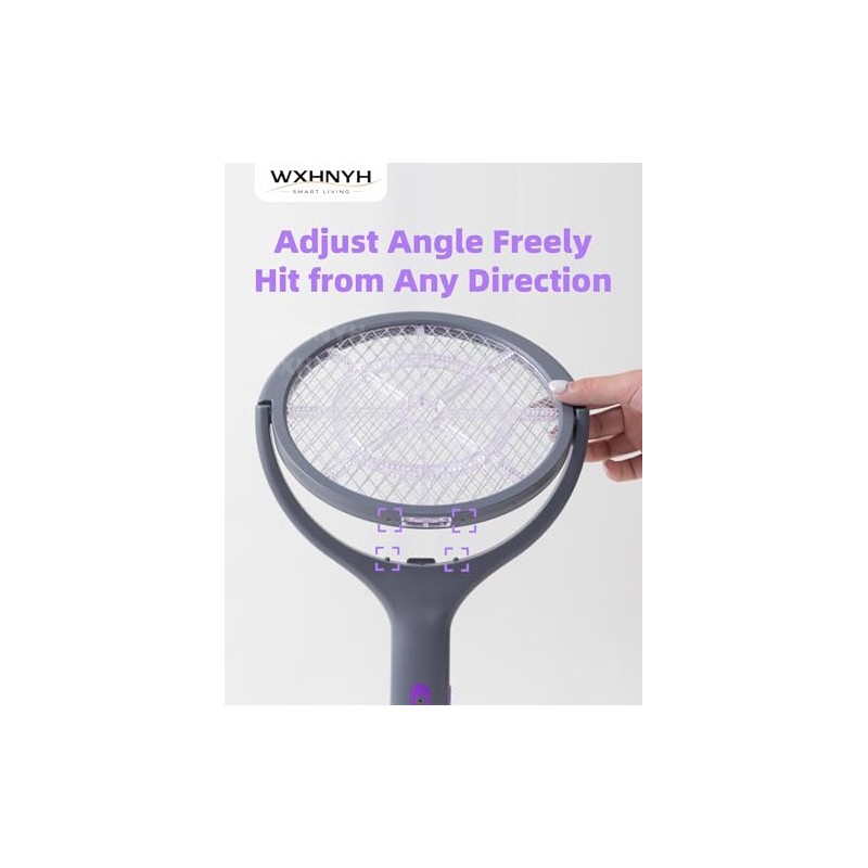 Electric Fly Swatter with Extendable Handle & Rotating Head, 3000V