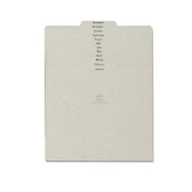 Smead Pressboard Guides, 1/3-Cut Tab Center Position (Jan-Dec), Letter Size, Gray/Green, Set of 12 (50365)