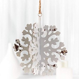 3D White Metal Snowflake Ornament | 1 Piece