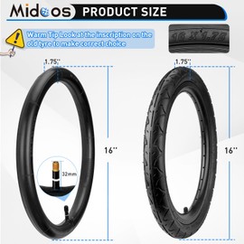 16" Bike Tire, 2 Pack 16 x 1.75 Bike Tire with Schrader Valve, 16 x 1.75 Bicycle Tire and Tube with 2 Tire Levers, Stroller Back Wheel Tire Compatible with RoyalBaby, Joystar, Dynacraft Kids Bike