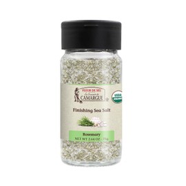 Le Saunier de Camargue Fleur de Sel with Organic Rosemary – French Sea Salt Finishing Salt with Fresh Herb Flavor – Gourmet Hand-Harvested Flaky Salt in Glass Shaker – 75g