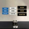 Señal de lavado estándar SANITIZE (paquete de 3), Brushed Silver,