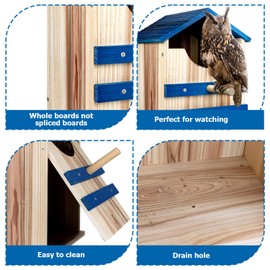 Screech Owl House, Large Handmade Wooden Owl Boxes for Outside with Mounting Screws, 10" x 10" x 14" Easy Assembly Required Nesting Box for Outdoors, Cozy House for Lovely Birds