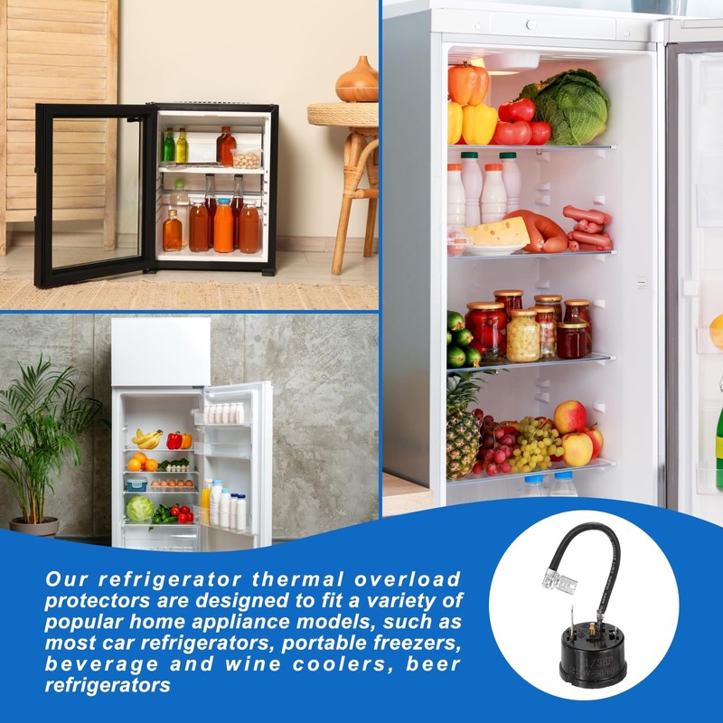 sourcing map 3pcs 1/3HP(280w) Refrigerator Overload Protector, 2 Pin Freezers