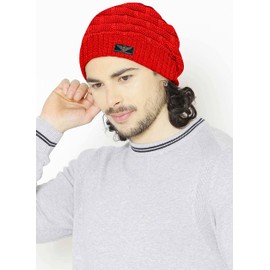 Skull Cap for Men Woolen Winter Caps for Boys for Warm Wear Head Woolen Soft Beanie Cap for for Men (Red)
