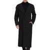 Lars Amadeus Men's Black Overcoat Notch Lapel Double Breasted Long