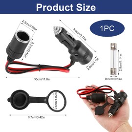 Zigarettenanzünder Verteiler Adapter 12V-24V, 50cm Zigarettenanzünder Verlängerung, Verlängerungskabel mit Schalter und Sicherung, Hochwertige Buchse für Auto, Motorrad, LKW, Wohnmobil