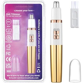 Nose Trimmer for Women Ladies Painless Ear and Nose Hair Trimmer for Men Eyebrow Facial Ear Hair Trimmer Nose Hair Clippers Professional, Waterproof, Dual-Edge Blade, Purple - Color: Gold