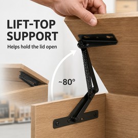 2-Pack 80° Steel Spring Lift-Up Hinges for Cabinets & Furniture