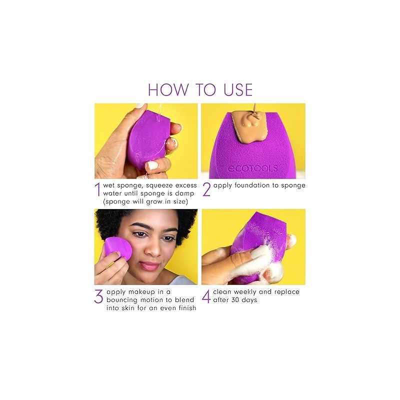 EcoTools, Bioblender Sponge, Esponja de Maquillaje, Esponjas para Difuminar y