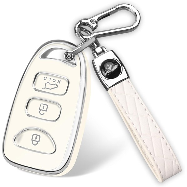 QBUC for Hyundai Key Fob Cover with Keychain，Compatible with Hyundai