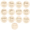 12pcs Wooden Baby Monthly Milestone Cards,Pregnancy and Baby Growth Monthly