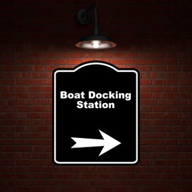 Boat Docking Station Black Sign Arrow Down Aluminum Composite Sign 20 x 24 inches